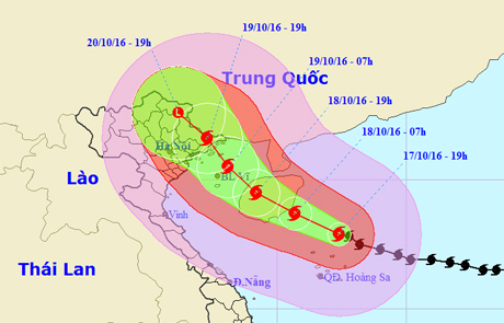 Đường đi và vị trí của cơn bão.