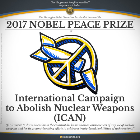 Giải Nobel Hòa bình năm 2017 được trao cho Chiến dịch quốc tế bãi bỏ vũ khí hạt nhân