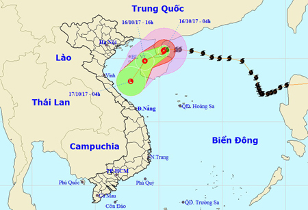 Sơ đồ dự báo hướng đi bão số 11.