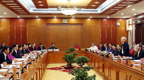 Tổng Bí thư Nguyễn Phú Trọng phát biểu tại buổi làm việc