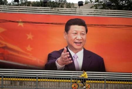 Chân dung nhà lãnh đạo Tập Cận Bình trên một đường phố Trung Quốc.