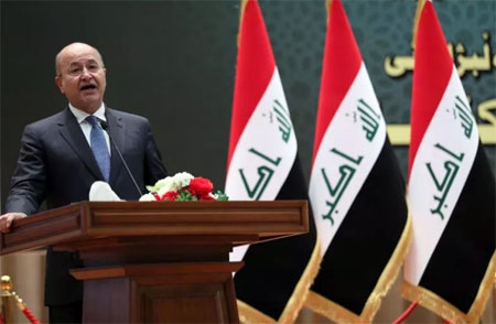 Tổng thống đắc cử Barham Salih phát biểu ý kiến tại trụ sở Quốc hội Iraq, ở Baghdad, ngày 2-10.