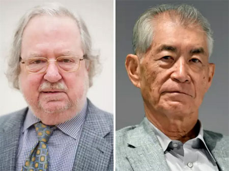 Khoa học gia James P Allison (trái) và Tasuku Honjo cùng đoạt Giải Nobel Y Sinh 2018.