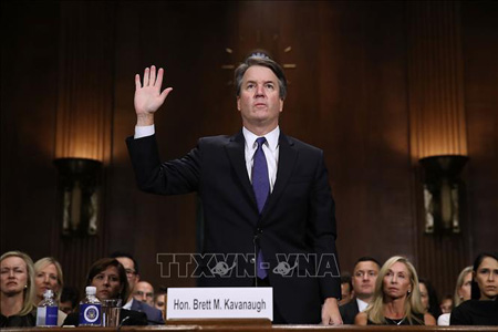 Thẩm phán Brett Kavanaugh trong phiên điều trần tại Ủy ban Tư pháp Thượng viện Mỹ ở Washington, DC, ngày 5/9/2018.