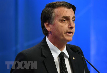 Ứng cử viên Tổng thống Brazil Jair Bolsonaro phát biểu trong buổi tranh luận trên truyền hình ở thành phố Sao Paulo ngày 17/8.