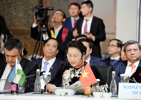 Chủ tịch Quốc hội Nguyễn Thị Kim Ngân đã có bài phát biểu tại Hội nghị Chủ tịch Quốc hội các nước Á Âu lần thứ 3 (MSEAP 3).
