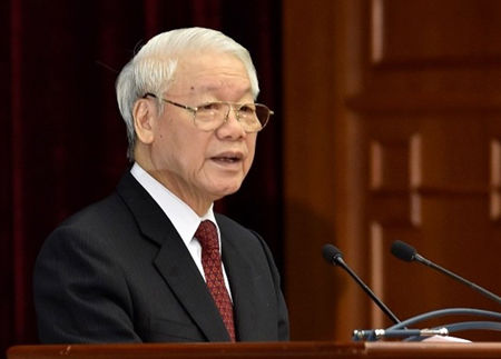 Tổng Bí thư Nguyễn Phú Trọng phát biểu bế mạc Hội nghị Trung ương 8 khóa XII.