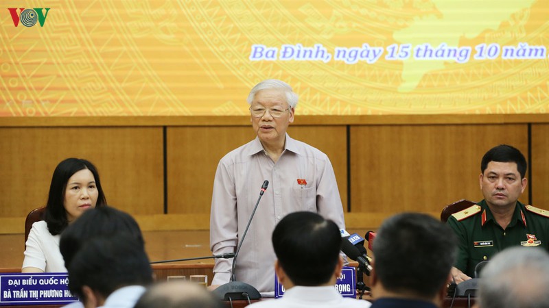 Tổng Bí thư, Chủ tịch nước Nguyễn Phú Trọng phát biểu tại cuộc tiếp xúc cử tri.