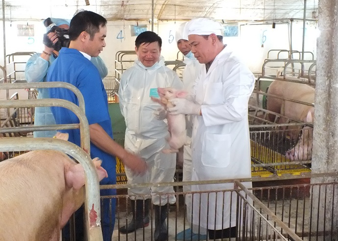 Bộ trưởng Bộ NN&PTNT kiểm tra trại lợn ATSH tại Hưng Yên