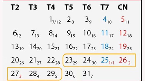 Chính thức ban hành lịch nghỉ tết âm lịch 2020