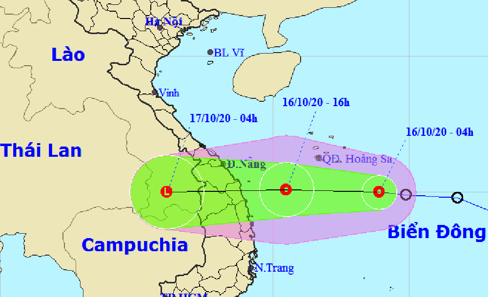 Áp thấp nhiệt đới đang cách Đà Nẵng-Khánh Hòa 500km