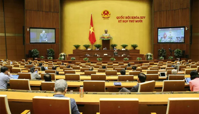 Quang cảnh phiên họp Quốc hội sáng 21/10.