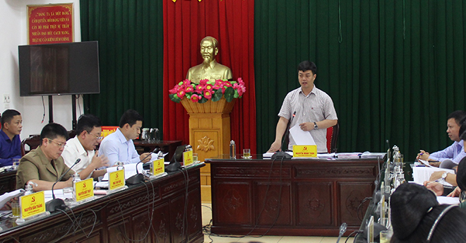 Đồng chí Nguyễn Minh Toàn - Chủ nhiệm Ủy ban Kiểm tra Tỉnh ủy phát biểu tại buổi làm việc.