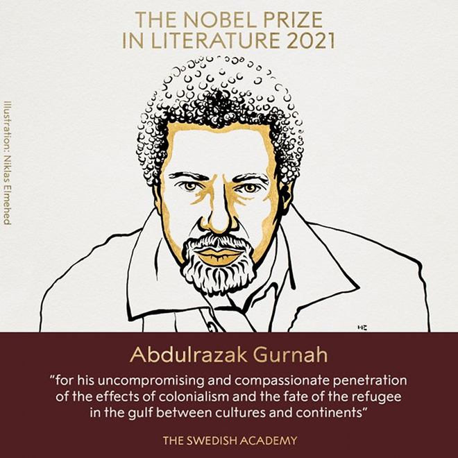 Giải thưởng Nobel Văn học năm 2021 được trao cho tiểu thuyết gia người Tanzania, Abdulrazak Gurnah.