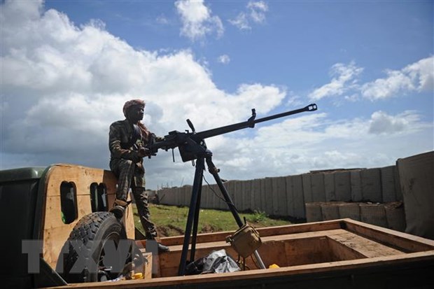 Binh sỹ Somalia được triển khai tại căn cứ quân sự Sanguuni, Somalia.