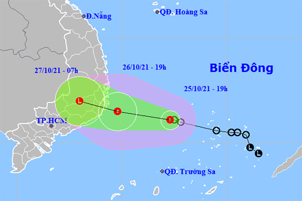 Dự báo hướng đi của áp thấp nhiệt đới.