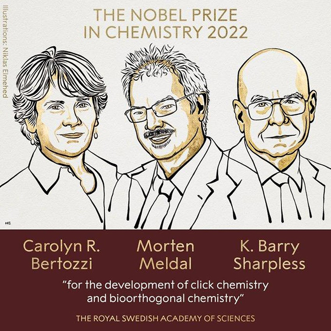 3 nhà khoa học được giải Nobel Hóa học 2022.