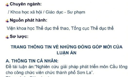 Luận án tiến sĩ của nghiên cứu sinh Đặng Hoàng Anh được đăng tải trên chuyên trang Luận văn - Luận án của Bộ GD&ĐT.