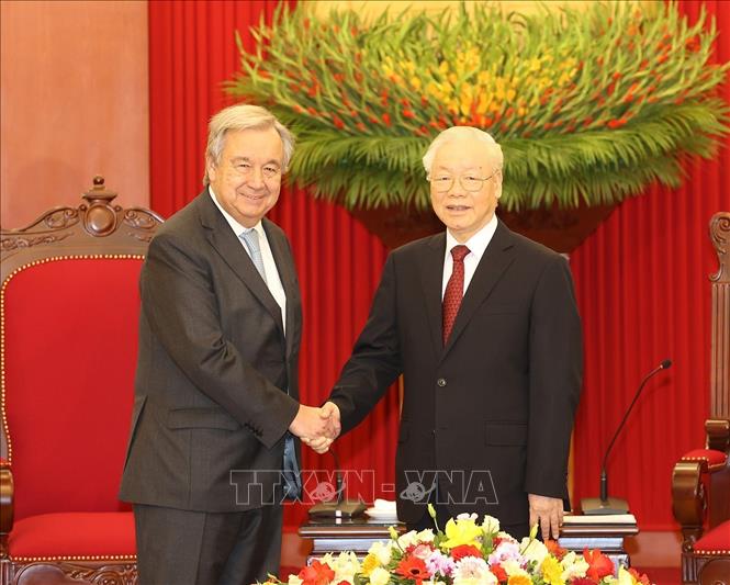 Tổng Bí thư Nguyễn Phú Trọng tiếp Tổng Thư ký Liên hợp quốc António Guterres.