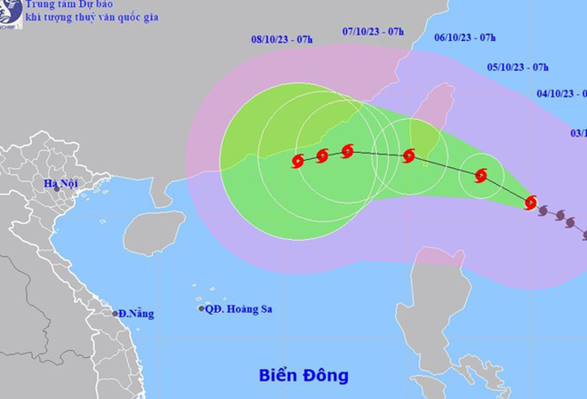 Dự báo quỹ đạo di chuyển của bão KOINU.