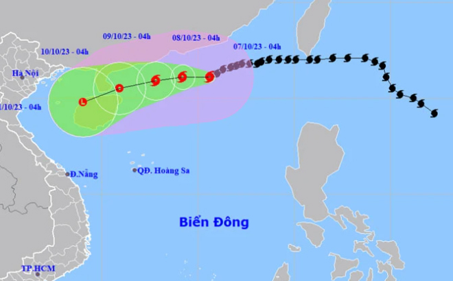 Vị trí và hướng di chuyển của bão số 4. (Nguồn: nchmf.gov.vn)