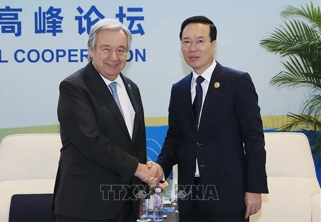 Chủ tịch nước Võ Văn Thưởng tiếp Tổng Thư ký Liên hợp quốc António Guterres.