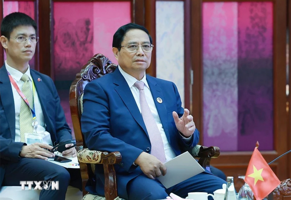 Thủ tướng Phạm Minh Chính phát biểu tại Phiên họp hẹp Hội nghị Cấp cao ASEAN lần thứ 45.