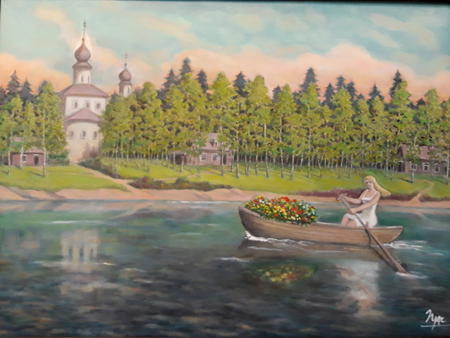 Một trong những tác phẩm của họa sĩ Trần Quân Ngọc được trưng bày tại triển lãm.