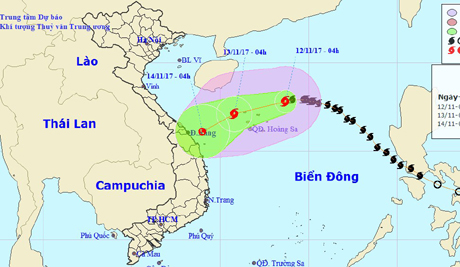 Bão số 13 đang suy yếu thành áp thấp nhiệt đới.