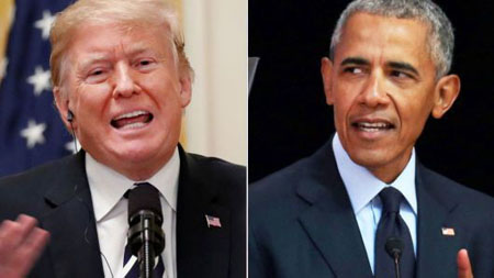 Tổng thống Mỹ Donald Trump và người tiền nhiệm Barack Obama.