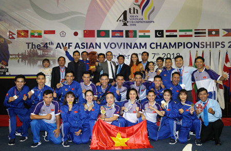 Tuyển Vovinam Việt Nam giành ngôi đầu toàn đoàn tại Giải vô địch châu Á lần thứ 4 năm 2018.