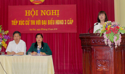 Phó Chủ tịch HĐND tỉnh Hoàng Thị Thanh Bình tiếp thu ý kiến cử tri.