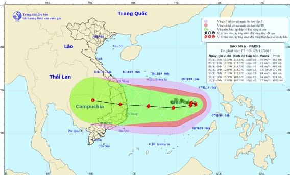 Đường đi của cơn bão số 6.