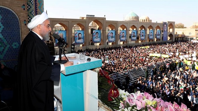 Tổng thống Iran Hassan Rouhani phát biểu tại một sự kiện.
