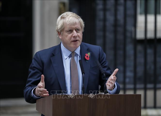 Thủ tướng Anh Boris Johnson trong bài phát biểu tại London ngày 6-11-2019.