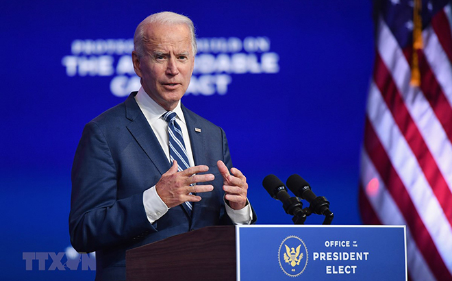 Ứng cử viên Tổng thống Mỹ của đảng Dân chủ Joe Biden phát biểu tại một sự kiện ở Wilmington, bang Delaware ngày 10/11/2020.