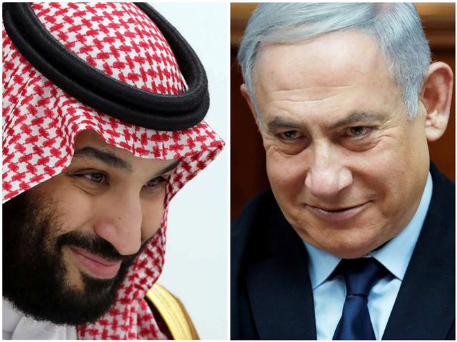 Thủ tướng Israel Benjamin Netanyahu (phải) được cho là đã bí mật gặp Thái tử Mohammed Bin Salman của Ả Rập Xê út.