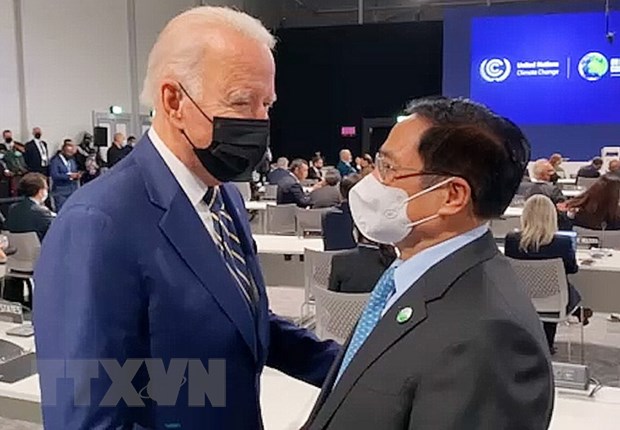 Thủ tướng Phạm Minh Chính gặp Tổng thống Hoa Kỳ Joe Biden tại Hội nghị.