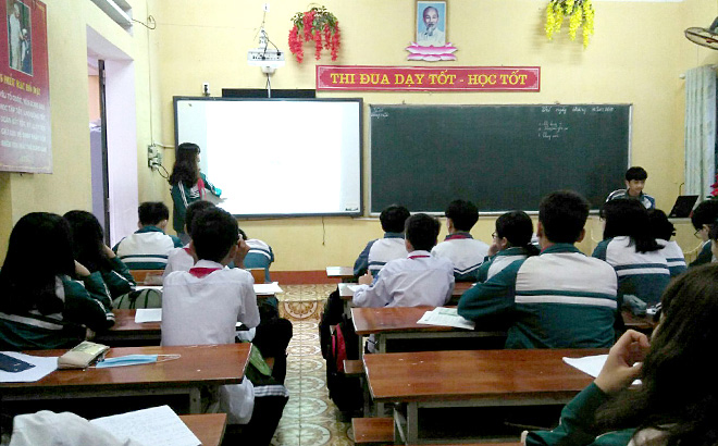 Một giờ học tại Trường THCS Yên Ninh, thành phố Yên Bái. (Ảnh: Thủy Thanh)