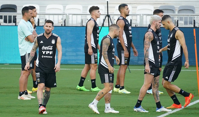 Messi và các đồng đội ở lần tập trung gần nhất cùng tuyển Argentina.