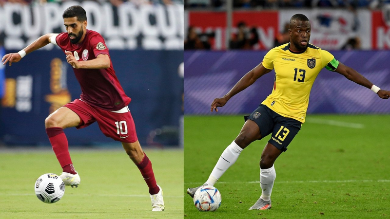 Qatar (trái) và Ecuador gặp nhau trong trận mở màn World Cup 2022 lúc 23h00 đêm nay theo giờ Việt Nam.