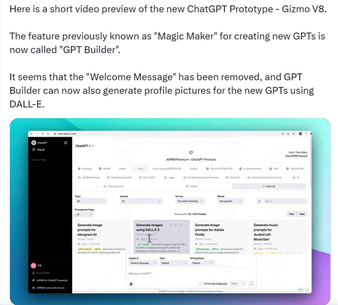 Bản cập nhật ChatGPT của OpenAI đã giới thiệu Chatbot Creator mới.