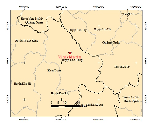 Bản đồ tâm chấn động đất mạnh 3.0