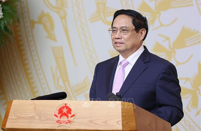 Thủ tướng Phạm Minh Chính gặp mặt các nhà giáo, cán bộ quản lý giáo dục tiêu biểu.