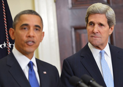 Tổng thống Mỹ Barack Obama phát biểu tuyên bố đề cử Thượng nghị sĩ John Kerry chức ngoại trưởng Mỹ.