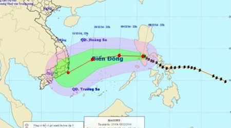 Đường đi và vị trí của cơn bão. (Ảnh: Trung tâm KTTV Trung ương)