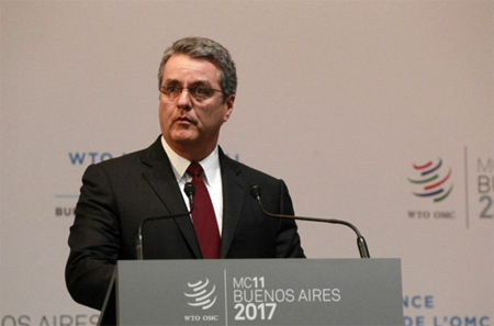 Tổng Giám đốc WTO Roberto Azevedo phát biểu tại phiên khai mạc.