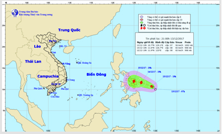 Áp thấp nhiệt đới được dự báo sẽ mạnh lên thành bão trước khi vào Biển Đông.