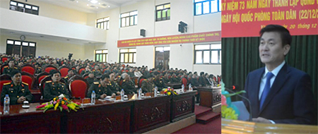 Đồng chí  Nguyễn Chiến Thắng, Ủy viên Ban Thường vụ Tỉnh ủy, Phó Chủ tịch UBND tỉnh phát biểu tại buổi gặp mặt.