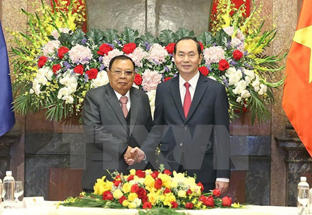 Chủ tịch nước Trần Đại Quang hội kiến với Tổng Bí thư, Chủ tịch nước Lào Bounnhang Vorachith.